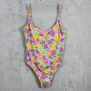 Cotton On Body Strappy Low Scoop One Piece Cheeky Swimsuit Celeste Floral Medium